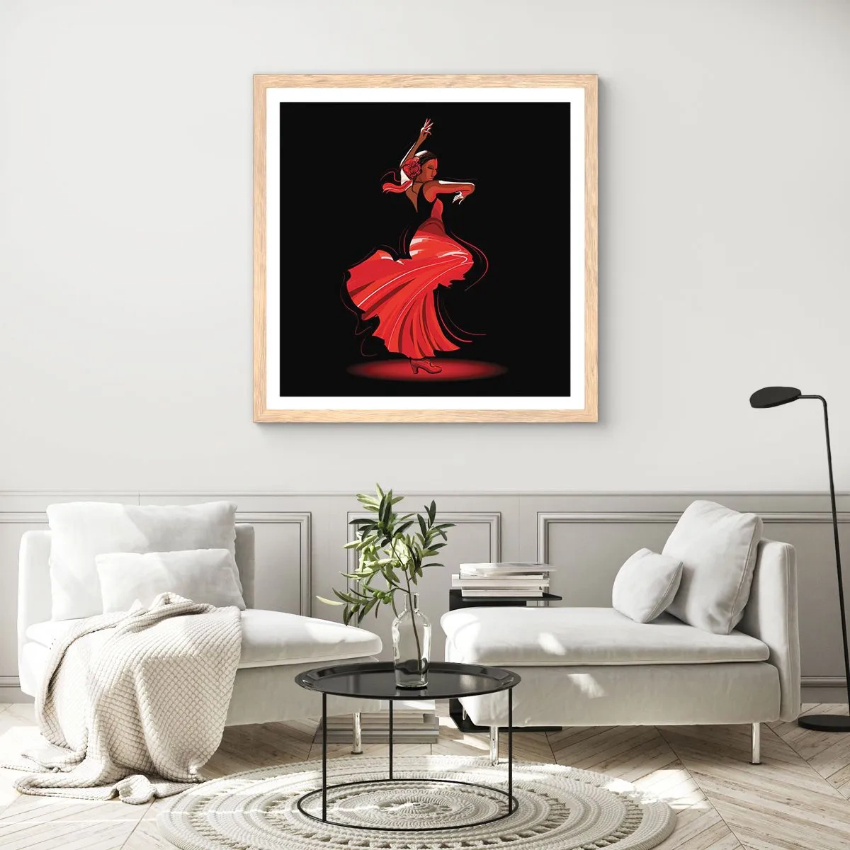 Affiche dans un chêne clair - Poster - L'esprit fougueux du flamenco - 60x60 cm