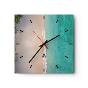 Horloge murale - Pendule murale - Plage paradisiaque - 40x40 cm