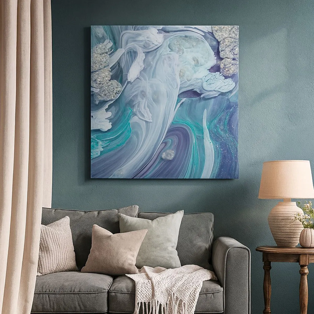 Impression sur toile - Image sur toile - Courants bleus - 30x30 cm