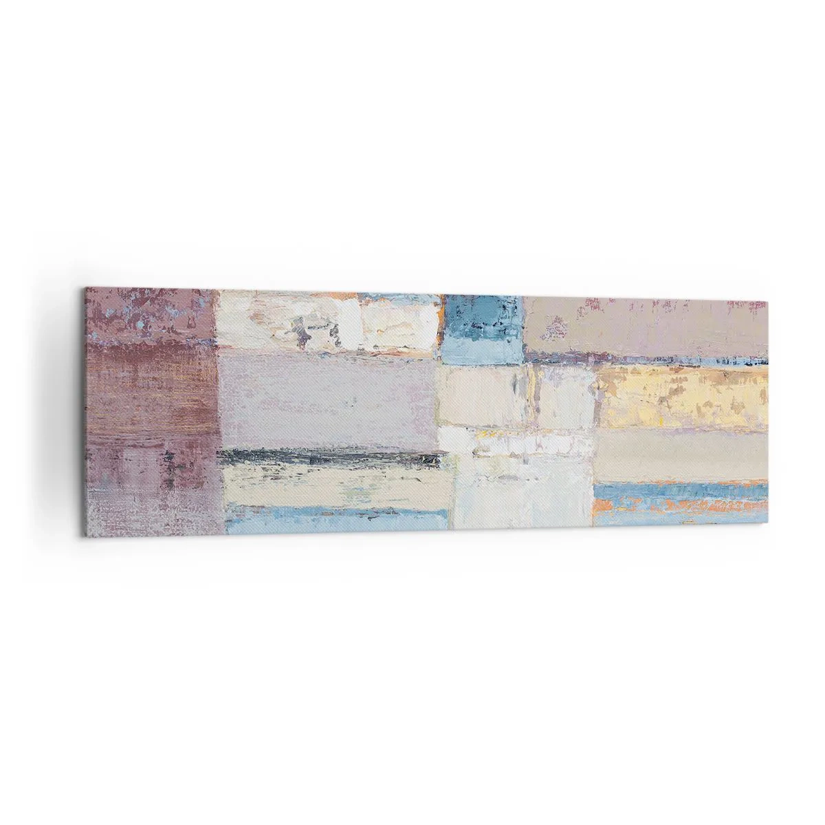 Impression sur toile - Image sur toile - Composition géométrique aux couleurs pastel - 160x50cm - Le calme de la géométrie - Décoration murale moderne pour le salon et la chambre ARTTOR