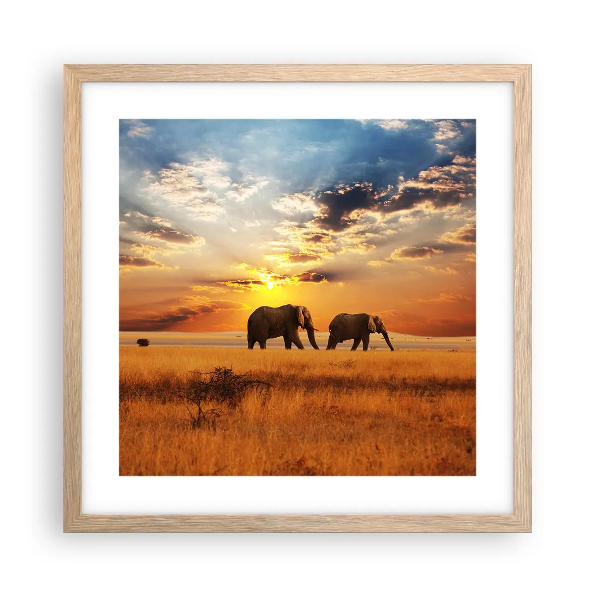 Affiche dans un chêne clair - Poster - Déambulation familliale - 40x40 cm