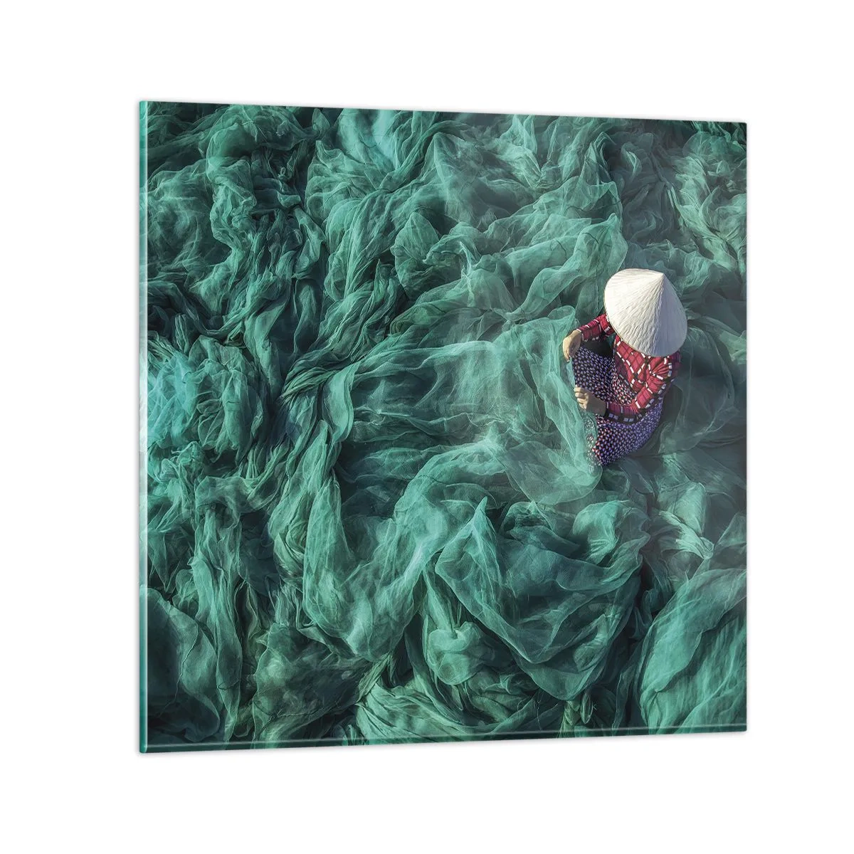 Impression sur verre - Image sur verre - Dans une mer de filet - 40x40 cm