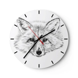 Horloge murale - Pendule murale - Un dessin précis des yeux de renard sur fond blanc - 30x30cm - Ces yeux peuvent-ils mentir ? - Décoration murale moderne pour le salon, la cuisine et la chambre ARTTOR