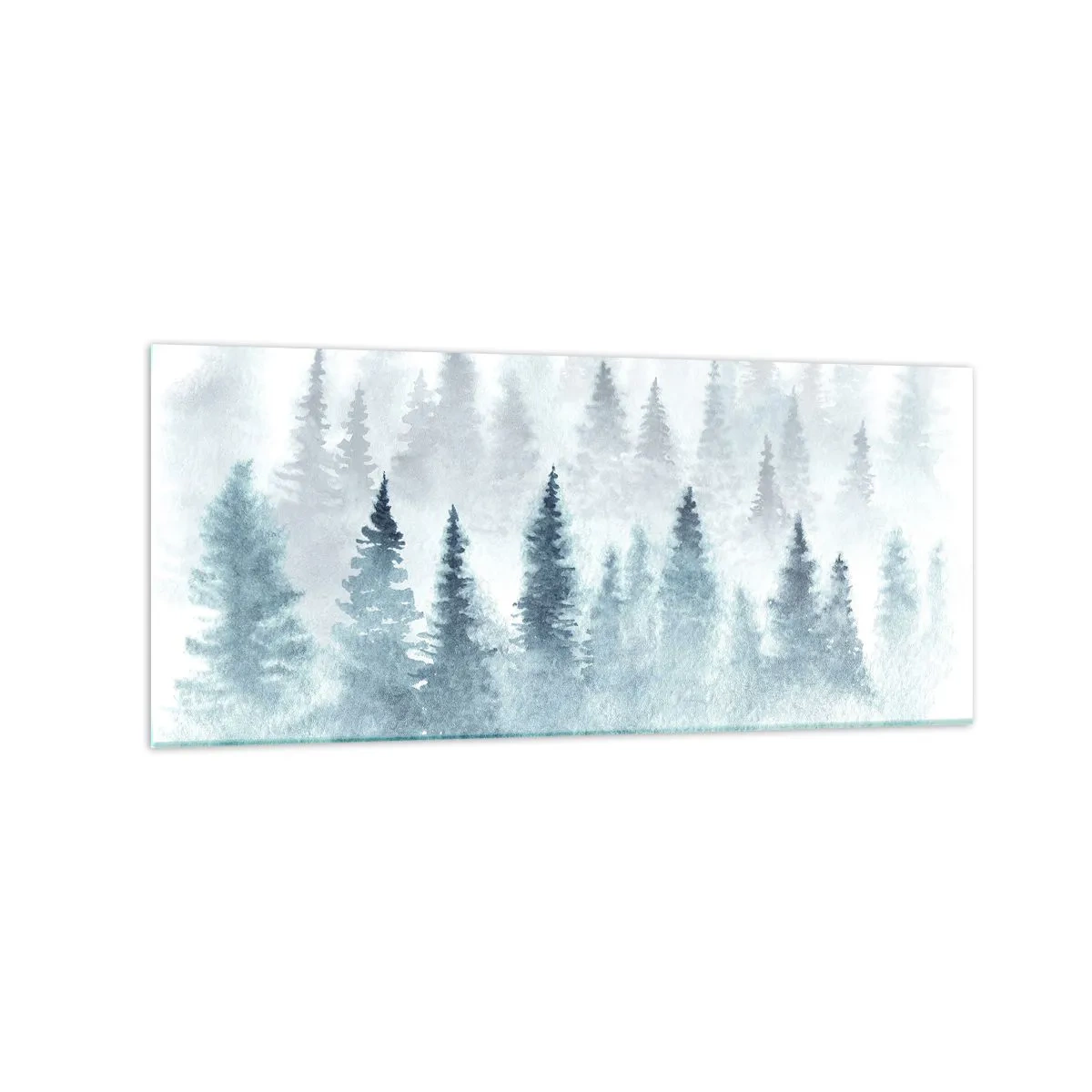 Impression sur verre - Image sur verre - Forêts de conifères baignées d'un brouillard délicat - 120x50cm - Enveloppé de brouillard - Décoration murale moderne pour le salon et la chambre ARTTOR
