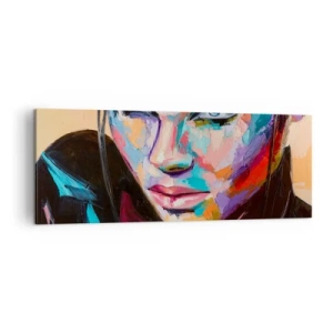 Impression sur toile - Image sur toile - Portrait d'une femme aux couleurs abstraites vives - 140x50cm - Le coeur sauvageon - Décoration murale moderne pour le salon et la chambre ARTTOR