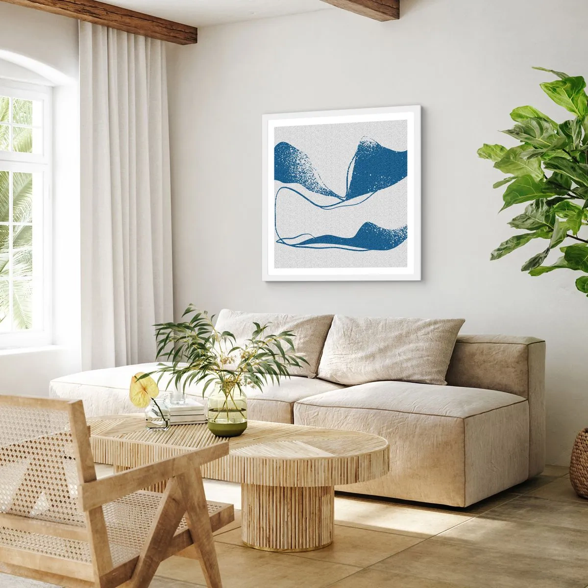 Affiche dans un cadre blanc - Poster - Abstraction ailée - 30x30 cm