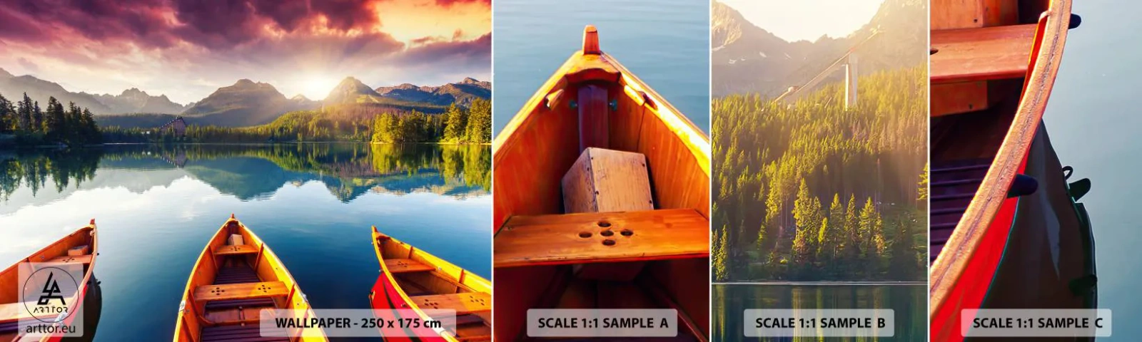 Échantillon De Papier Peint Standard Eco - Rien contre nature - Paysage, Montagnes, Calme - 100x30 cm