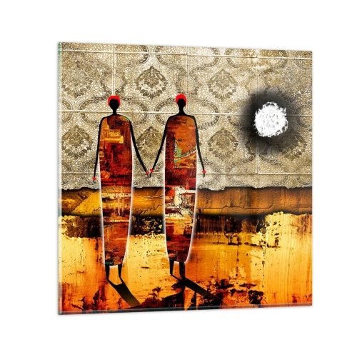 Impression sur verre - Image sur verre - Composition ethnique aux couleurs de l'Afrique - 60x60 cm