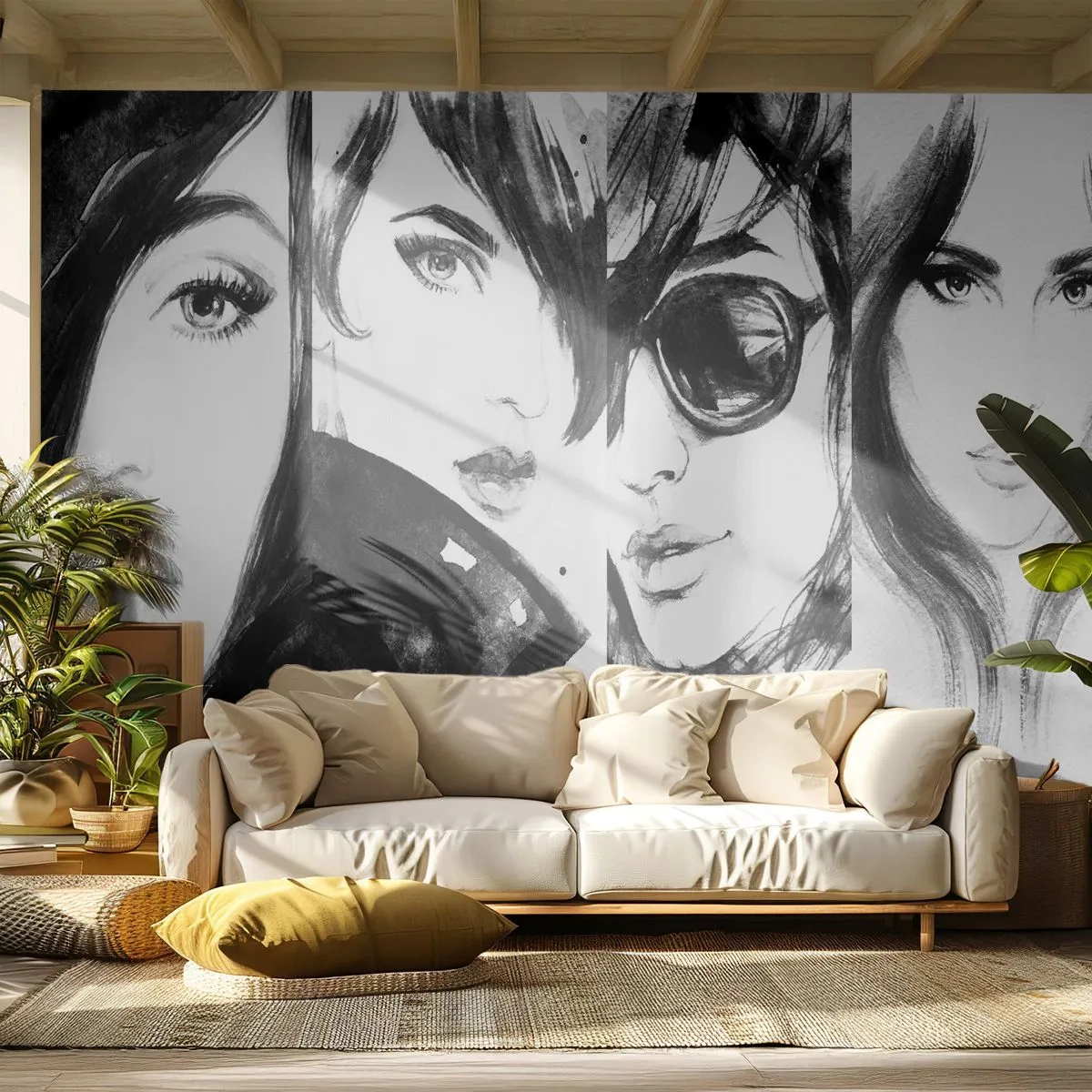Papier Peint Photo Premium Sand - La beauté multipliée - Femme, Les yeux de la femme, Portrait d'une femme - 150x105 cm