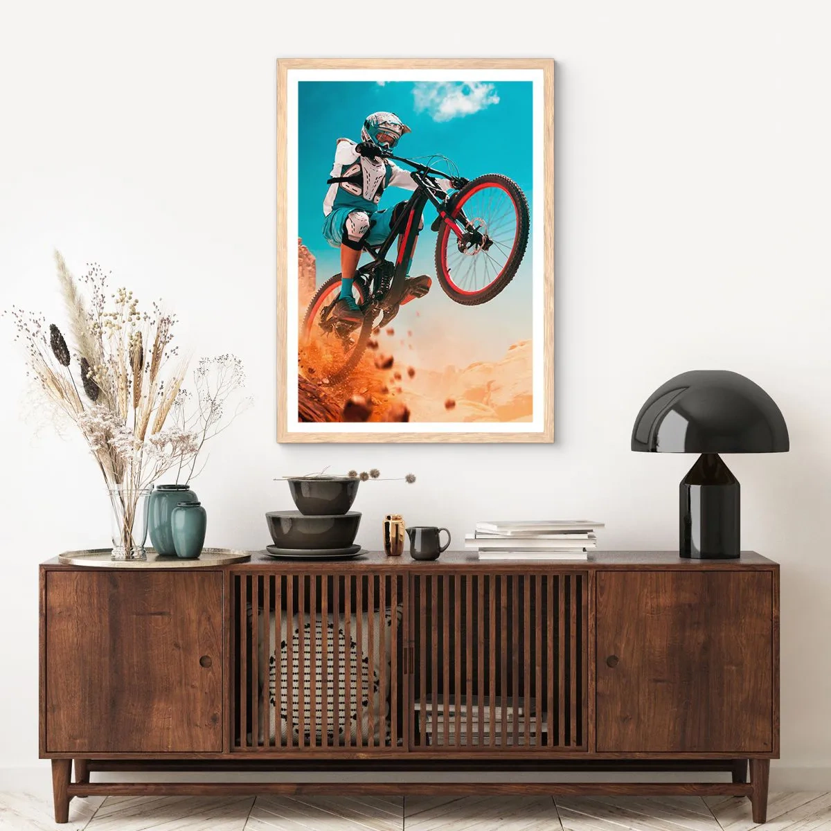 Affiche dans un chêne clair - Poster - Démon de la folie du vélo - 70x100 cm
