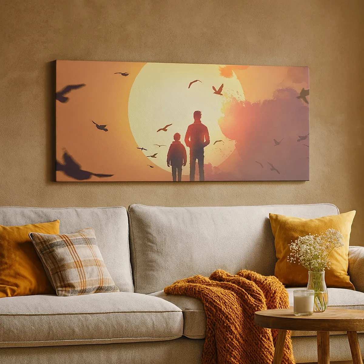 Impression sur toile - Image sur toile - Face à face avec le soleil - 30x30 cm