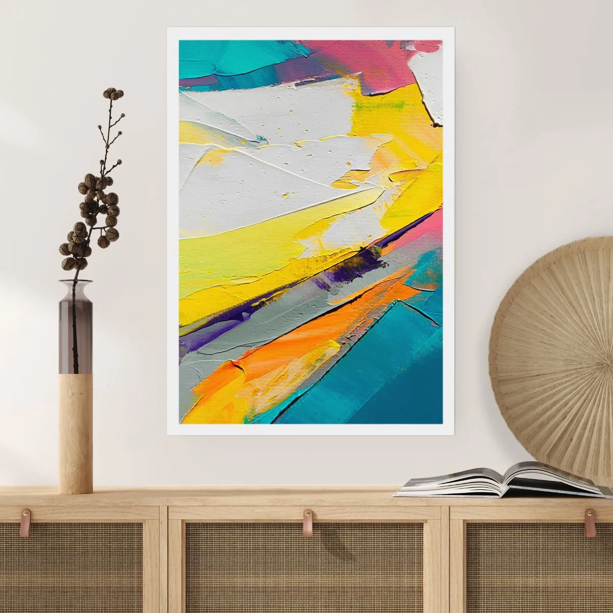 Affiche - Poster - Une peinture abstraite aux couleurs dynamiques dans des tons clairs. - 50x70cm - Anatomie du monde - Décoration murale moderne pour le salon et la chambre ARTTOR