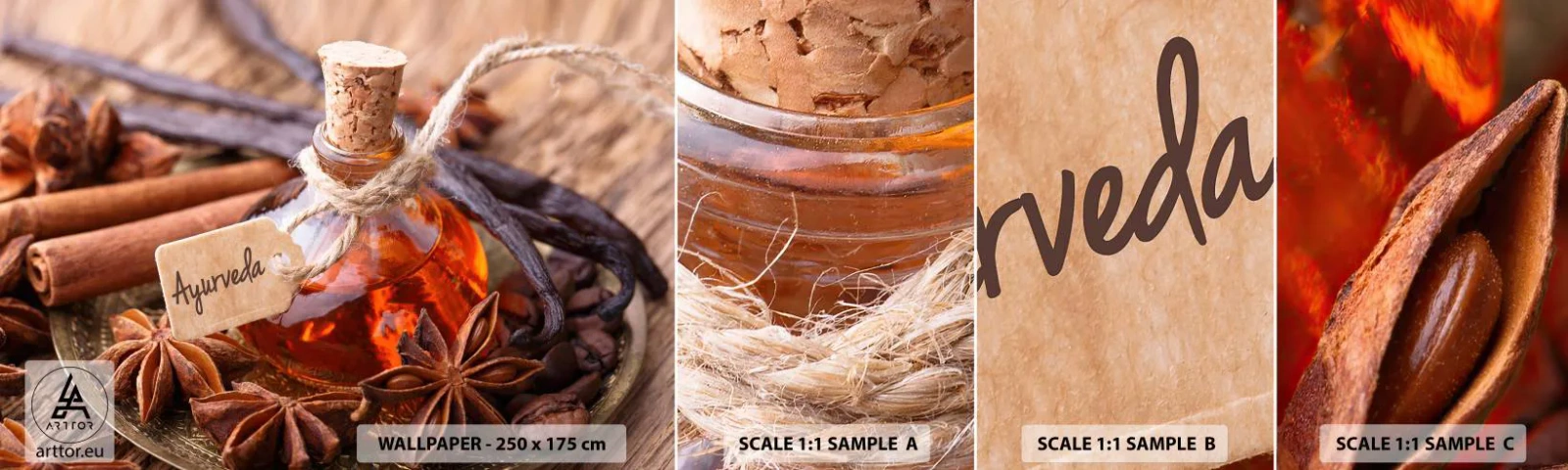 Échantillon De Papier Peint Standard Eco - Vers l'unité du corps et de l'esprit - Cannelle, Anis, Vanille - 100x30 cm