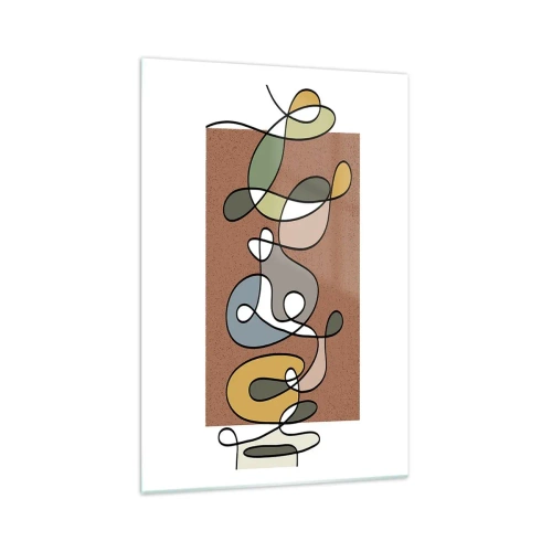 Impression sur verre - Image sur verre - Abstraction colorée avec des taches et des lignes - 70x100cm - Une abstraction qui mérite le sourire - Décoration murale moderne pour le salon et la chambre ARTTOR