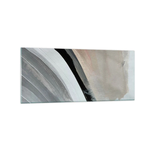 Impression sur verre - Image sur verre - Arche abstraite dans les tons de noir, gris et beige - 120x50cm - Composition : arc de noir et gris - Décoration murale moderne pour le salon et la chambre ARTTOR