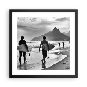 Affiche dans un cadre noir - Poster - Samba sur une vague - 40x40 cm