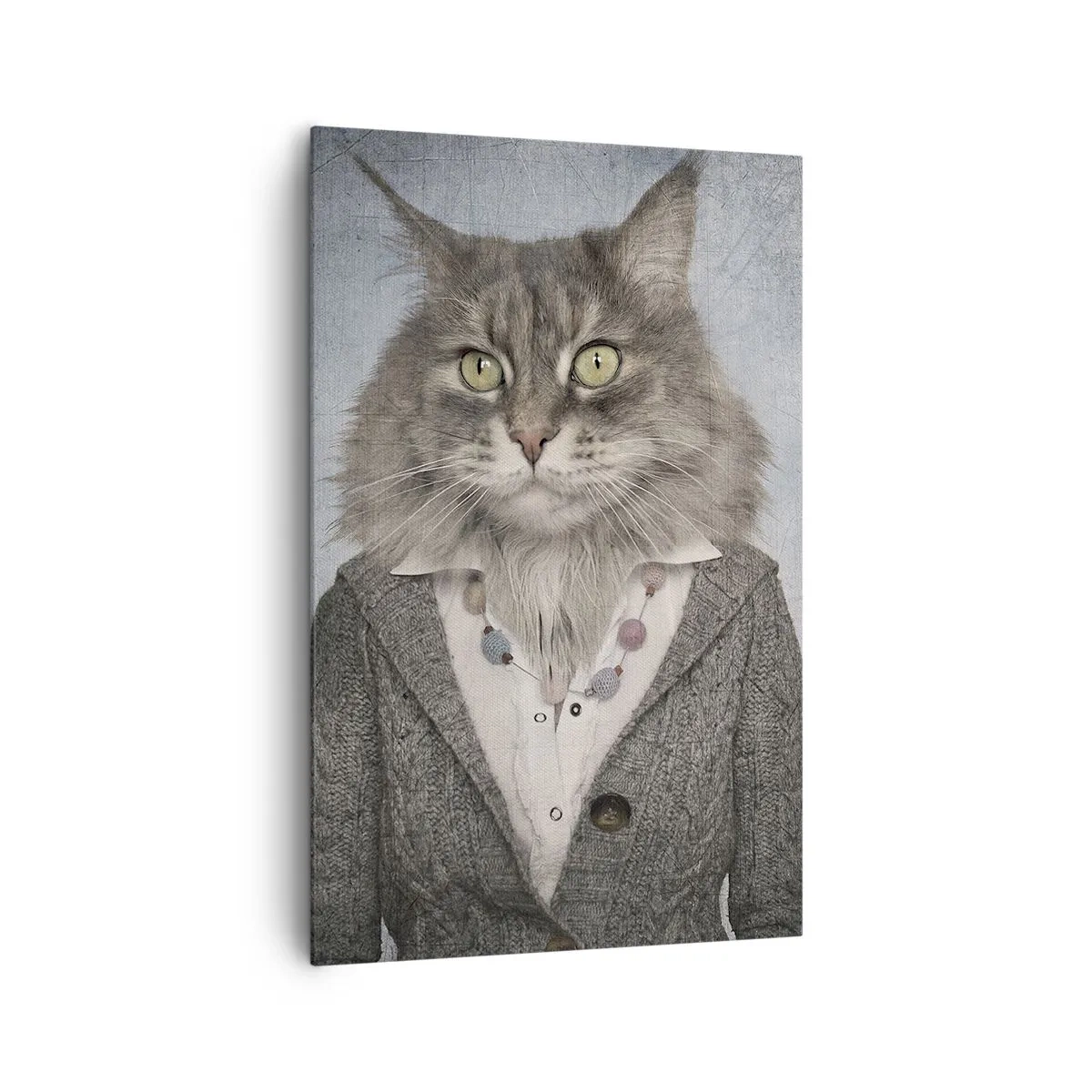 Impression sur toile - Image sur toile - Un triptyque avec des figures animales en vêtements élégants sur un fond stylisé - 80x120cm - La fourrure revient à la mode - Décoration murale moderne pour le salon et la chambre ARTTOR