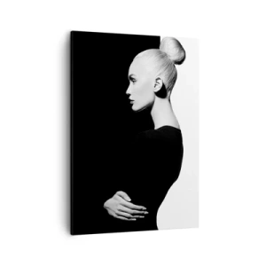 Impression sur toile - Image sur toile - Portrait élégant d'une femme sur fond noir et blanc - 50x70cm - Tout simplement une femme - Décoration murale moderne pour le salon et la chambre ARTTOR