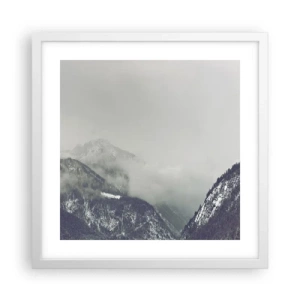 Affiche dans un cadre blanc - Poster - Vallée brumeuse - 40x40 cm
