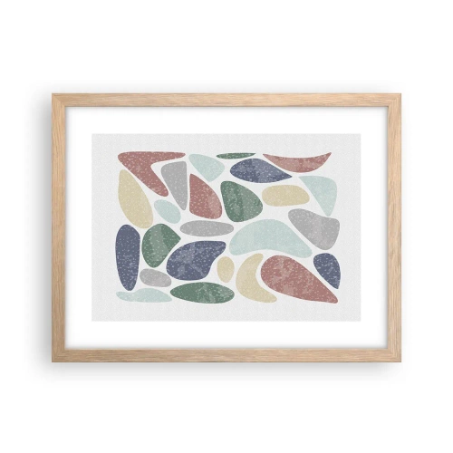 Affiche dans un chêne clair - Poster - Une mosaïque de couleurs poudrées - 40x30 cm