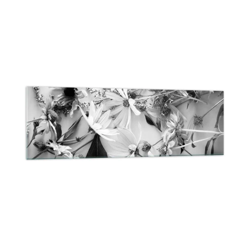 Impression sur verre - Image sur verre - Compositions florales en noir et blanc dans un style artistique subtil - 160x50cm - Non-un bouquet de fleurs - Décoration murale moderne pour le salon et la chambre ARTTOR