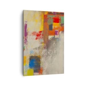 Impression sur toile - Image sur toile - Abstraction colorée avec des formes géométriques - 70x100cm - Géométrie des couleurs - Décoration murale moderne pour le salon et la chambre ARTTOR