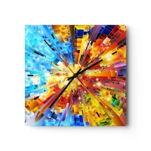 Horloge murale - Pendule murale - Une explosion dynamique de couleurs et de lumière - 30x30cm - In medias res - Décoration murale moderne pour le salon et la chambre ARTTOR