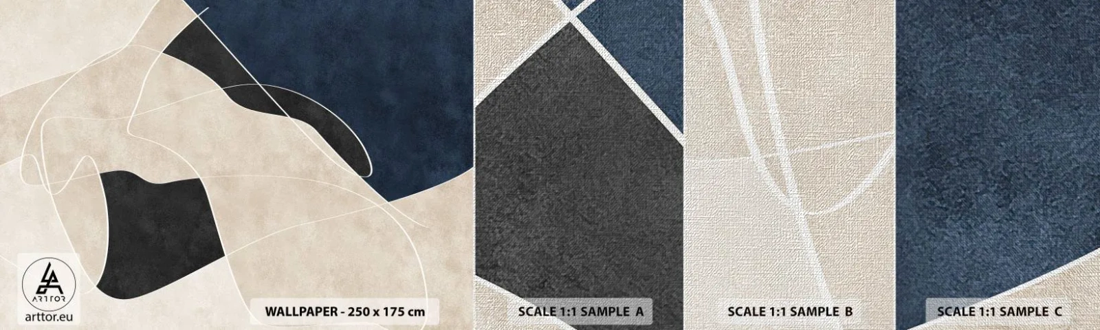 Échantillon de Papier Peint Premium Canvas - Composition abstraite - contraste de couleurs - Moderne, Abstraction, Morceau - 100x30 cm