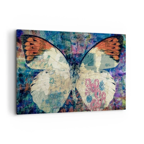 Impression sur toile - Image sur toile - Papillon sur un fond artistique abstrait avec des détails colorés - 120x80cm - Fragilité subtile - Décoration murale moderne pour le salon et la chambre ARTTOR