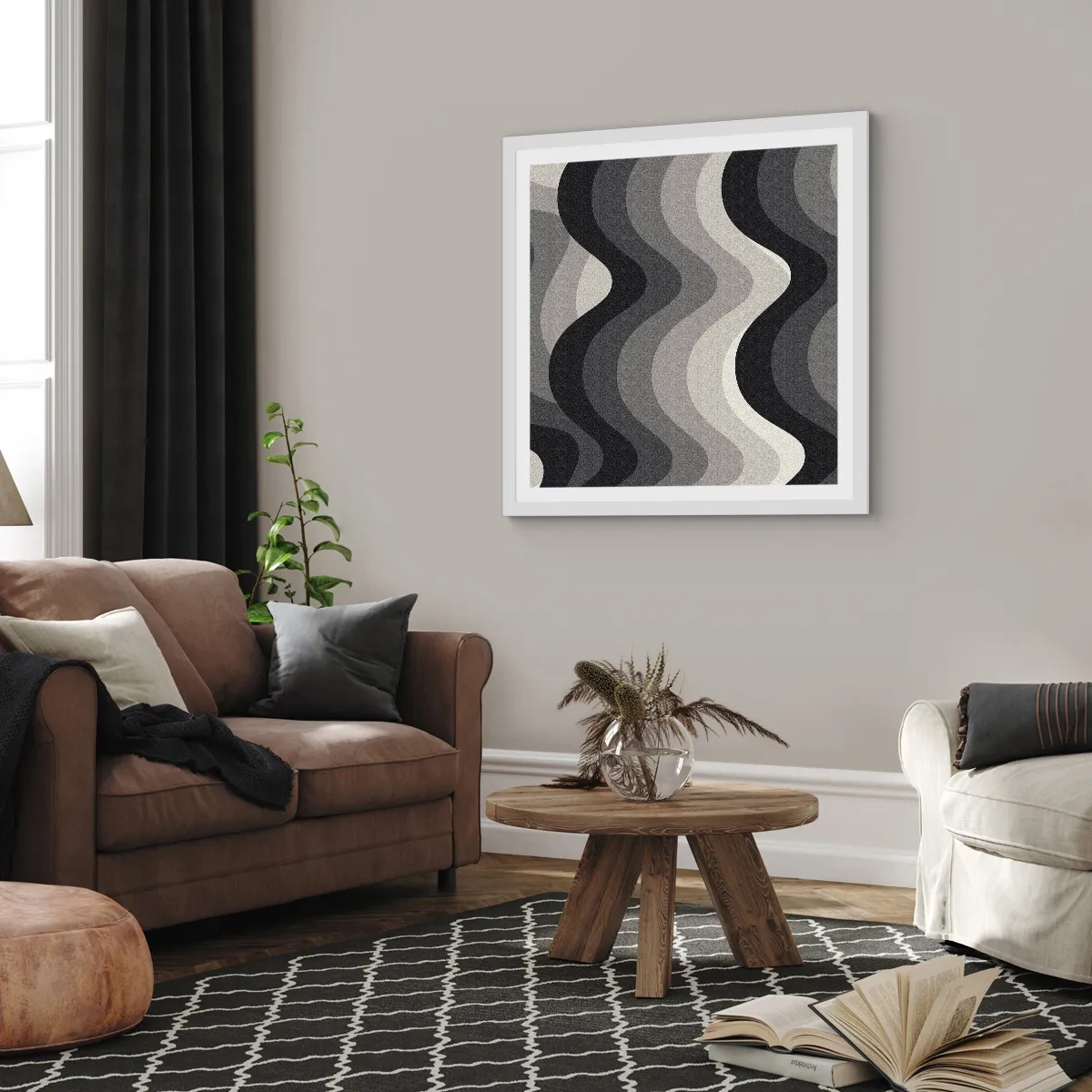 Affiche dans un cadre blanc - Poster - Vague après vague - 60x60 cm