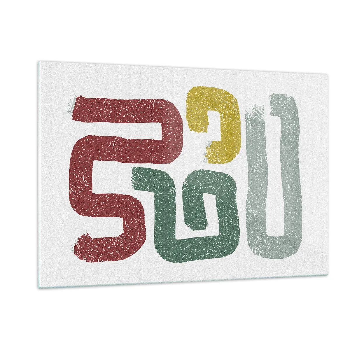 Impression sur verre - Image sur verre - Signes abstraits colorés sur fond blanc - 120x80cm - Dans une langue inconnue - Décoration murale moderne pour le salon et la chambre ARTTOR