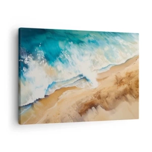 Impression sur toile - Image sur toile - Une vague de mer s'écrasant contre le rivage sablonneux - 70x50cm - La vague qui revient - Décoration murale moderne pour le salon et la chambre ARTTOR