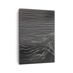 Impression sur toile - Image sur toile - Lignes blanches sur fond gris foncé dans un arrangement abstrait - 50x70cm - Rythme et accent - Décoration murale moderne pour le salon et la chambre ARTTOR