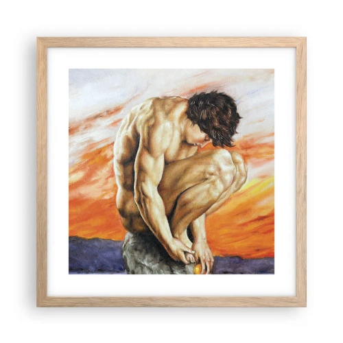 Affiche dans un chêne clair - Poster - Plongé dans ses pensées - 40x40 cm