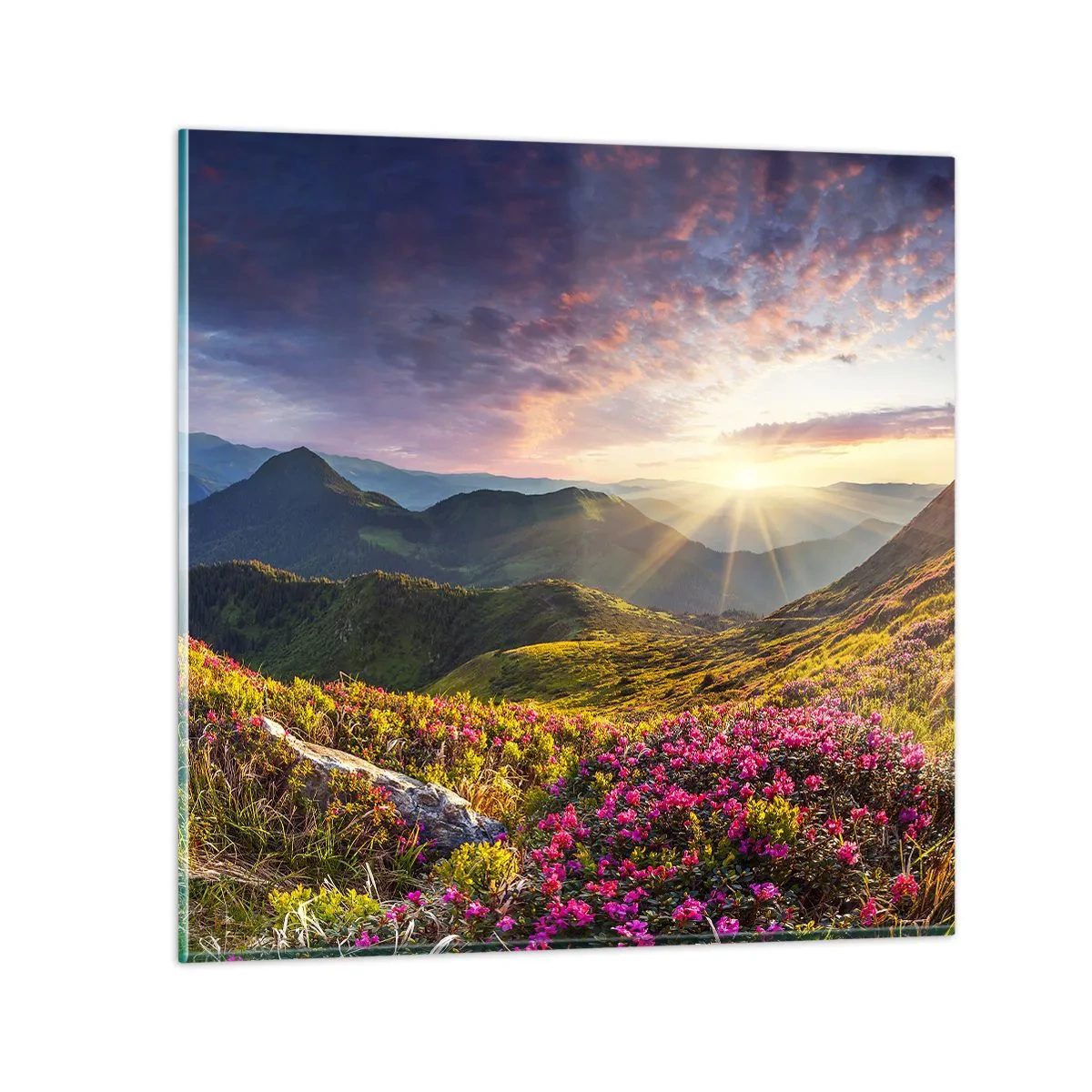 Impression sur verre - Image sur verre - Fraîcheur matinale en montagne - 30x30 cm