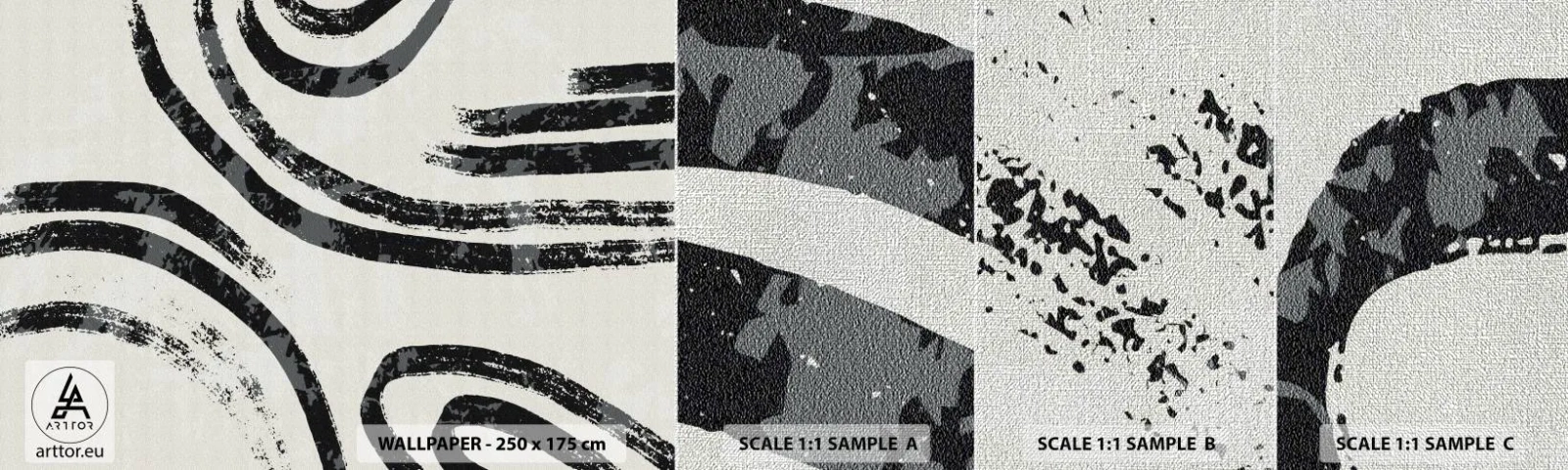 Échantillon de Papier Peint Premium Canvas - À moitié arrêté - Minimalisme, Tirets, Bohème - 100x30 cm