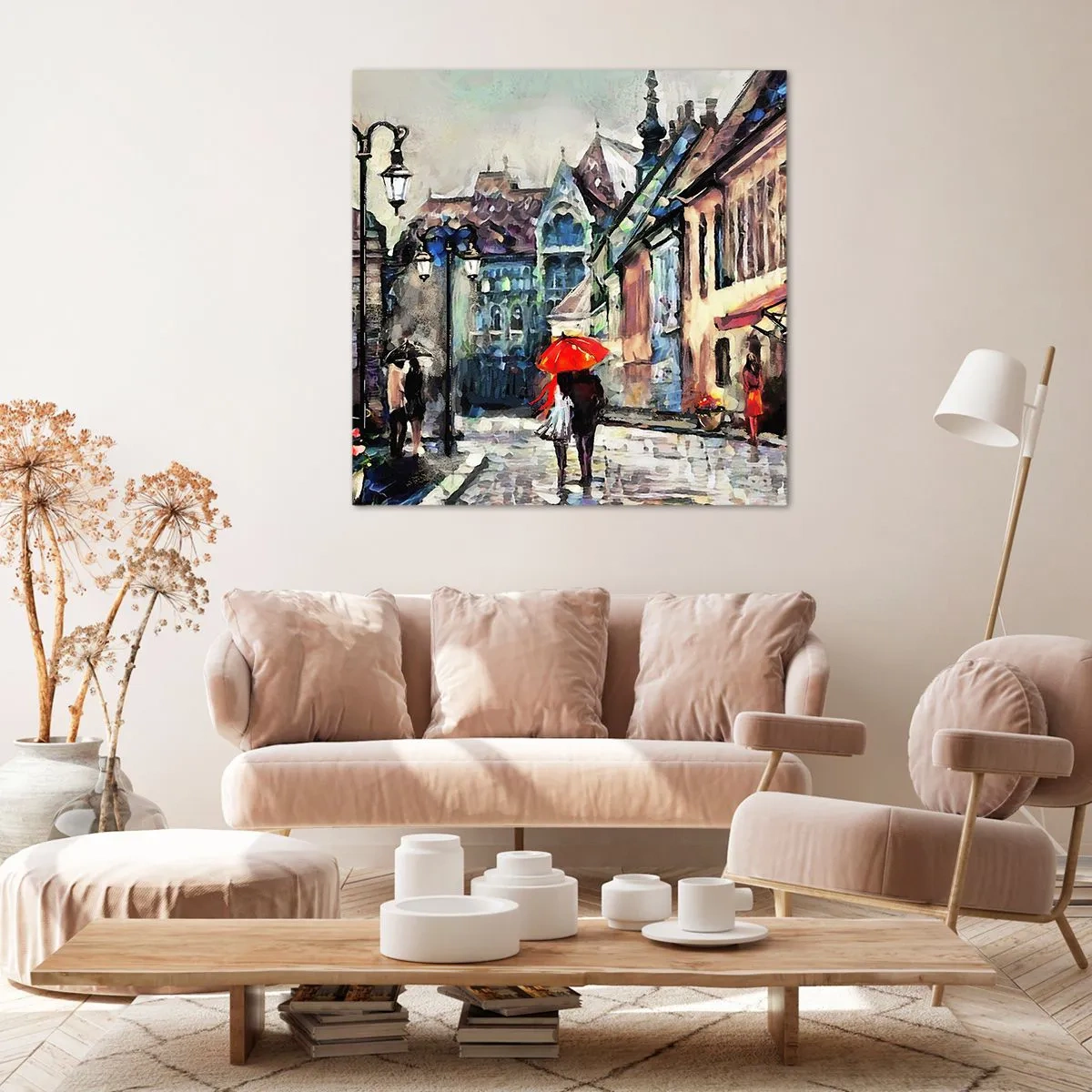 Impression sur toile - Image sur toile - Pluie pour deux - 50x50 cm