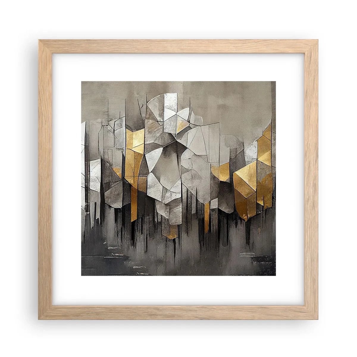 Affiche dans un chêne clair - Poster - Composition de glace et de lumière - 30x30 cm