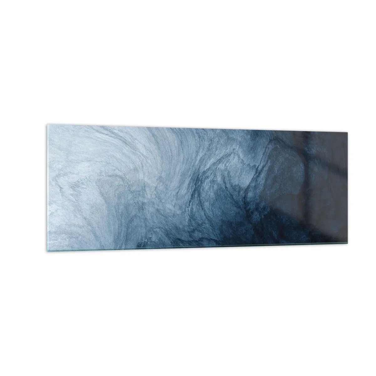 Impression sur verre - Image sur verre - Une composition abstraite dans les tons de bleu et bleu marine. - 140x50cm - Atteindre en profondeur - Décoration murale moderne pour le salon et la chambre ARTTOR