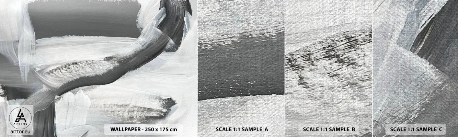 Échantillon de Papier Peint Premium Canvas - Un geste décisif - Morceau, Peinture, Mazance - 100x30 cm