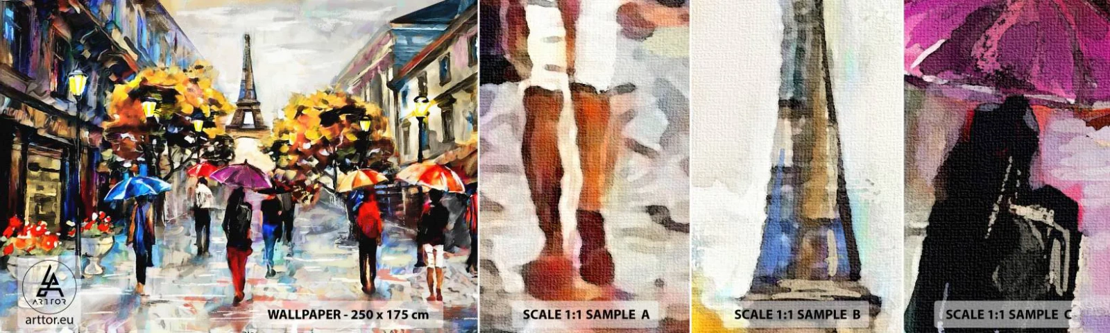 Échantillon de Papier Peint Autocollant Deluxe Sticker - Particulièrement beau en automne - Ville, Paris, tour Eiffel - 100x30 cm