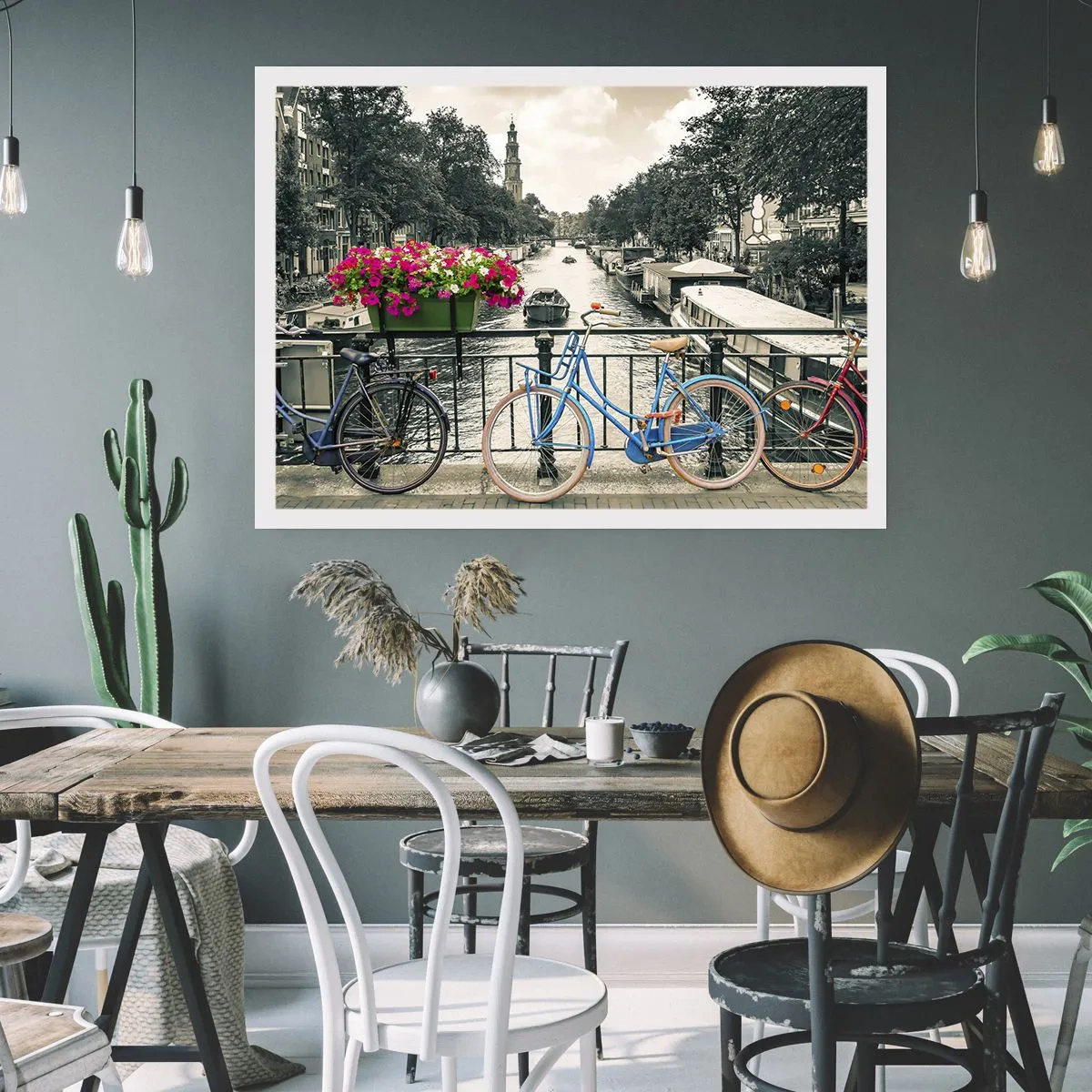 Affiche - Poster - Couleurs de rue d'Amsterdam - 91x61 cm