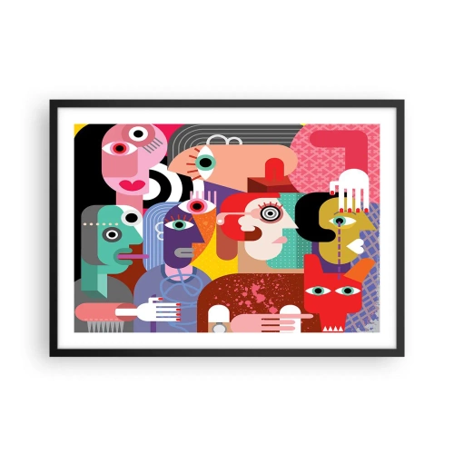 Affiche dans un cadre noir - Poster - Abstraction colorée avec des visages géométriques - 70x50cm - Nous par M. Picasso - Décoration murale moderne pour le salon et la chambre ARTTOR