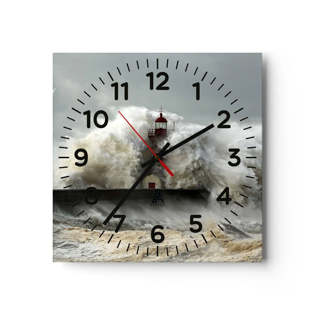 Horloge murale - Pendule murale - La colère de l'océan - 30x30 cm