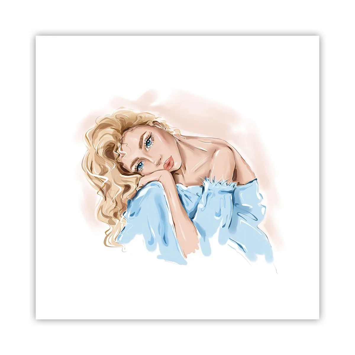 Affiche - Poster - Rêveuse en bleu - 30x30 cm