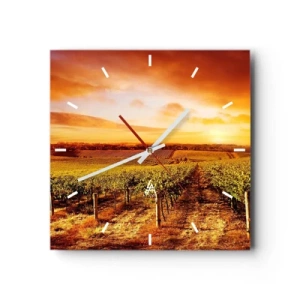 Horloge murale - Pendule murale - Vignoble au coucher du soleil avec des tons de ciel chauds - 30x30cm - Légèrement fruité avec une pointe de soleil - Décoration murale moderne pour le salon et la chambre ARTTOR