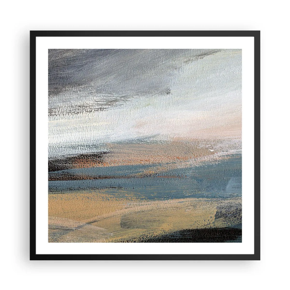 Affiche dans un cadre noir - Poster - Abstraction : paysage nordique - 60x60 cm