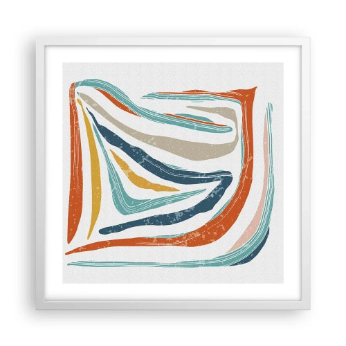 Affiche dans un cadre blanc - Poster - Abstraction avec un sourire amical - 50x50 cm