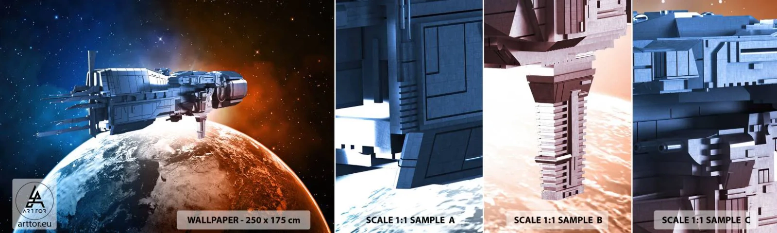 Échantillon De Papier Peint Standard Eco - Un observateur attentif - Cosmos, Vaisseau spatial, Navette - 100x30 cm