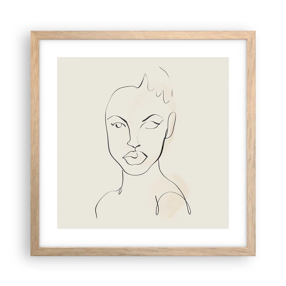 Affiche dans un chêne clair - Poster - Esquisse de la sensualité - 40x40 cm